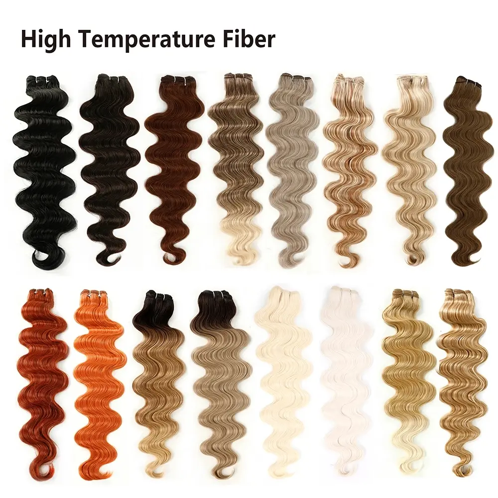 30Inches 200grams Body Wave Orange Piano Blond 27/613 Brown P4/12/27 Hair Weave Bundle High Temperature Synthetic Hair Extension