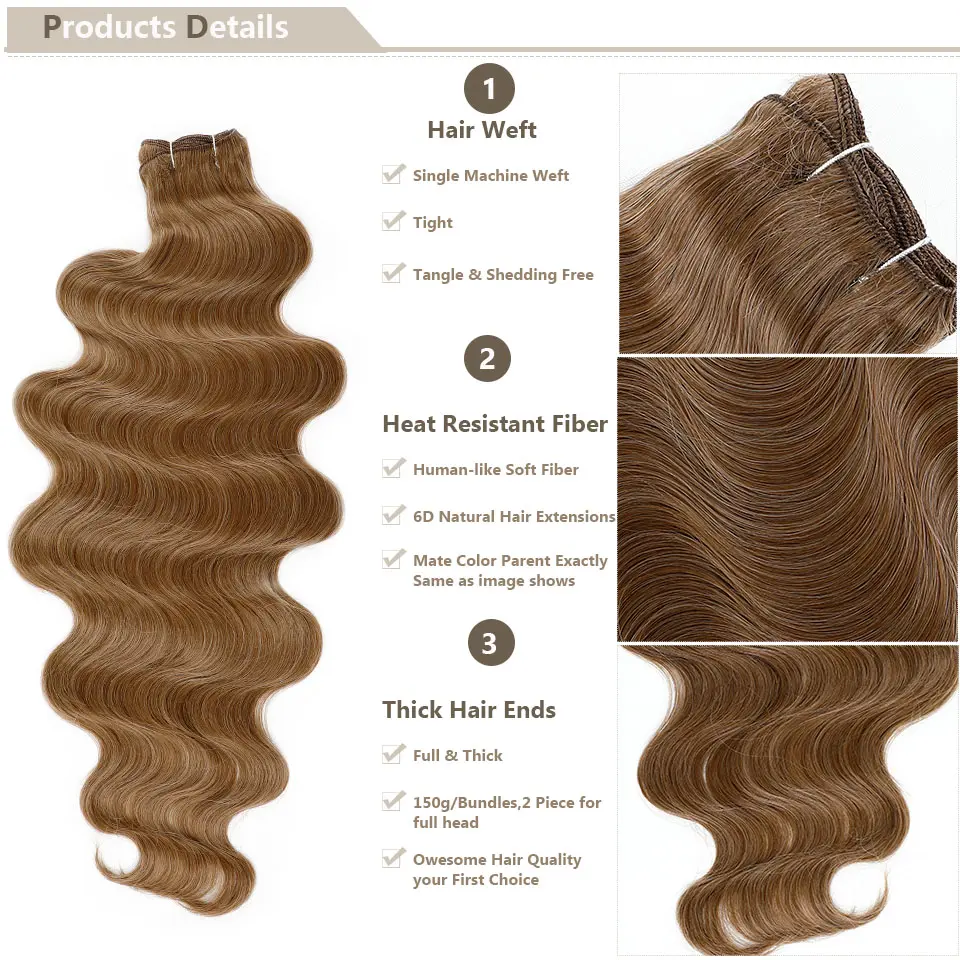 Magicae 200Grams 30Inche Body Wave Ombre Brown Blond 27/613 White 60# Hair Bundles High Temperature Synthetic Hair Extension