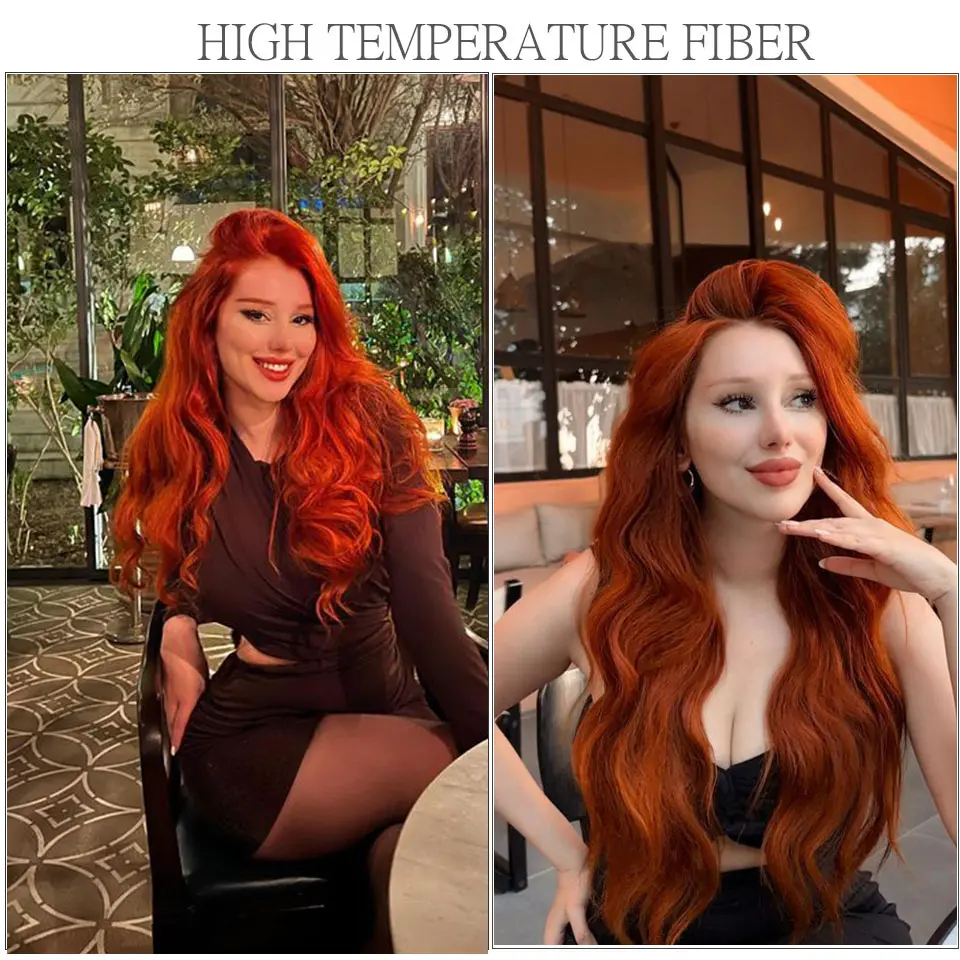 30Inches 200G Sunshine Orange Brown Brazilian Body Wave Bundles HighLight Blond 12/16/613# Colored High Temperature Synthetic