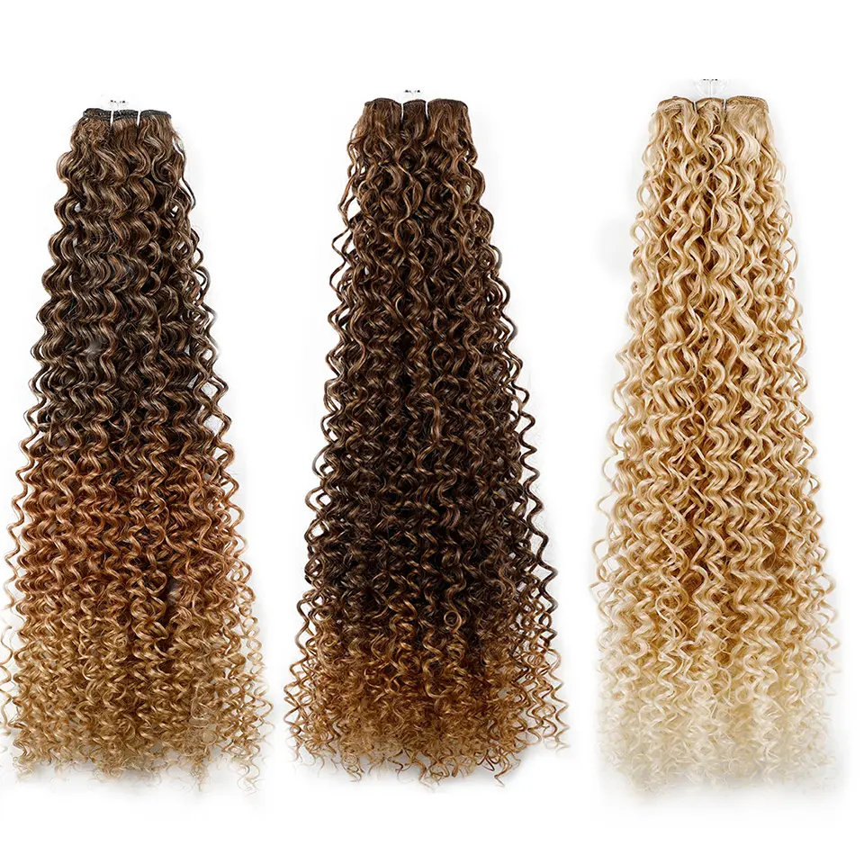 28Inch Blond 27/613 Synthetic Water Wave Curly Bundles Hair Extensions Ombre Brown 30# Natural High Temperature Fake Hair Bundle