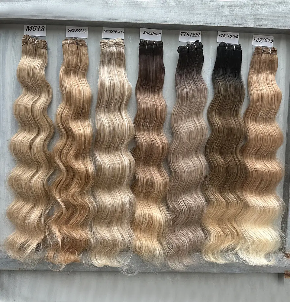 Magicae 30Inches 200grams Orange Brazilian Body Wave Bundles Colored Highlight 27/613 Sliver White Synthetic Hair Extension Heat