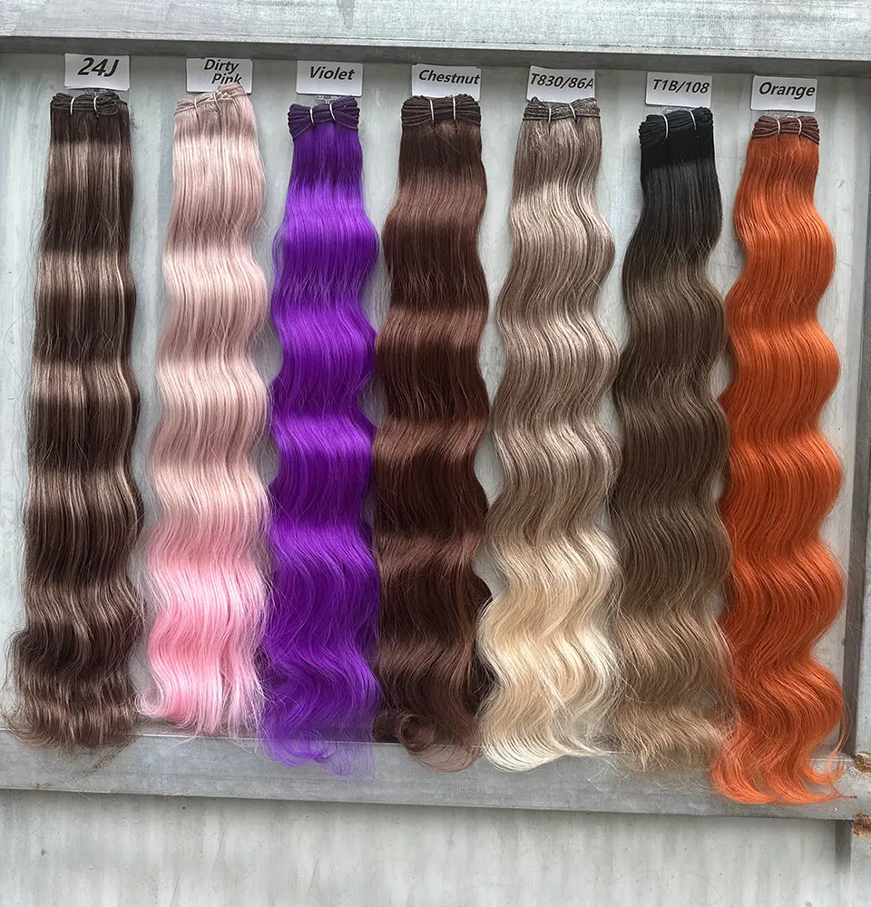 30Inches Colored M618 Ombre Piano Brown Blond 27/613  Body Wave 200g Synthetic Hair Weave Bundles Soft Human-Like Extension