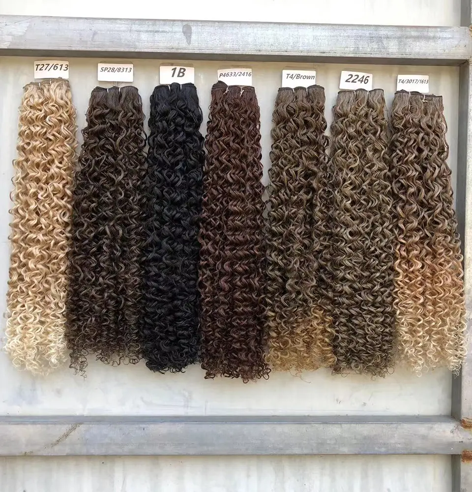Magicae 30Inches Colored Ombre 30# Kinky Curly Bundles Bio Water Synthetic Blond 27/613 Hair Extensions Heat Resistant Fiber