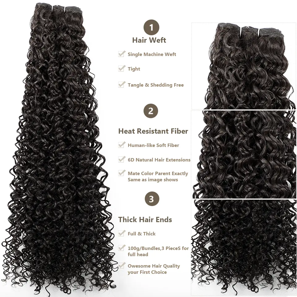 Magicae 30Inches Colored Ombre 30# Kinky Curly Bundles Bio Water Synthetic Blond 27/613 Hair Extensions Heat Resistant Fiber