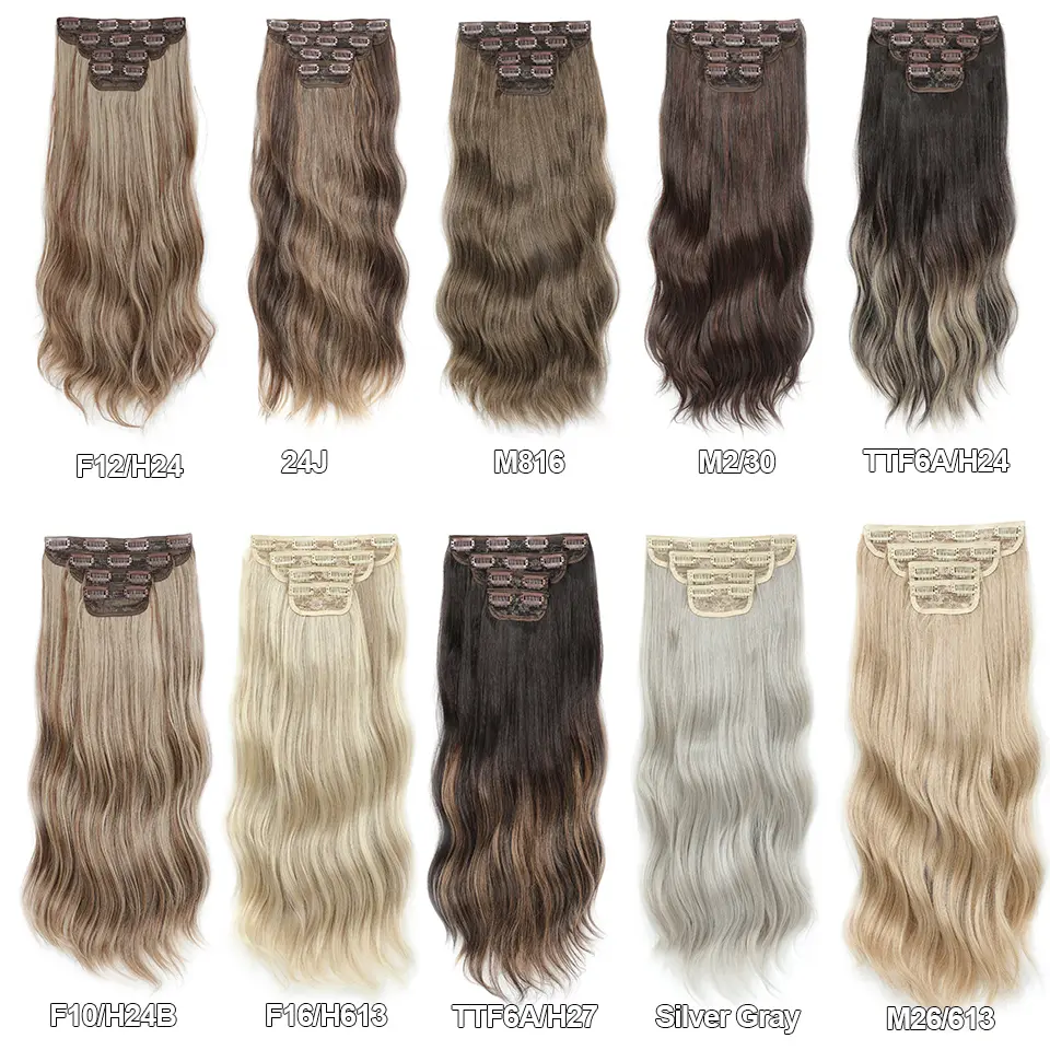 24Inches Blonde 27/613 Bio Synthetic Wavy 220grams Ombre Brown 816# Clip In Hair Extensions 4Pcs/lot Sliver White Heat Resistant