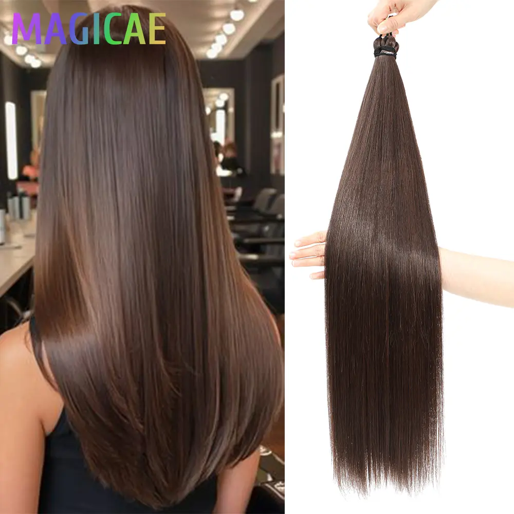 3Pcs 28Inches Crochet Braiding Straight Blond 613 Brown 6 Braids White Gray 56A# Ombre High Temperature Synthetic Bundles Weave