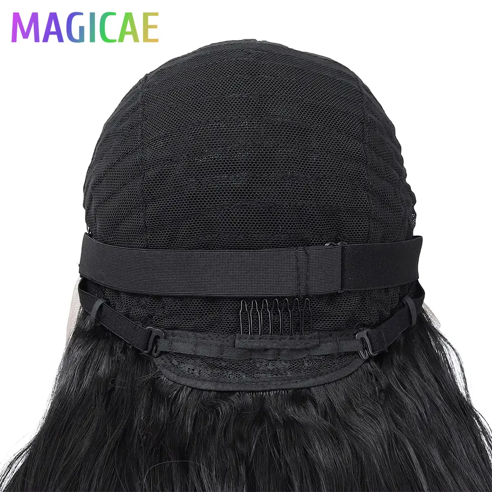 Magicae 30inch 13X4 Lace Frontal Body Wave Wigs Ombre Brown Blond 613# Bio Synthetic Heat Resistant Transparent Frontal Hair Wig
