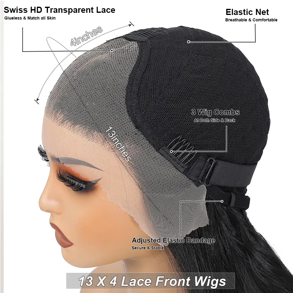 13X4 Lace Frontal Synthetic Body Wave Wigs Ombre Brown Heat Resistant Fiber Blond Swiss Transparent Lace Front Wigs For Women