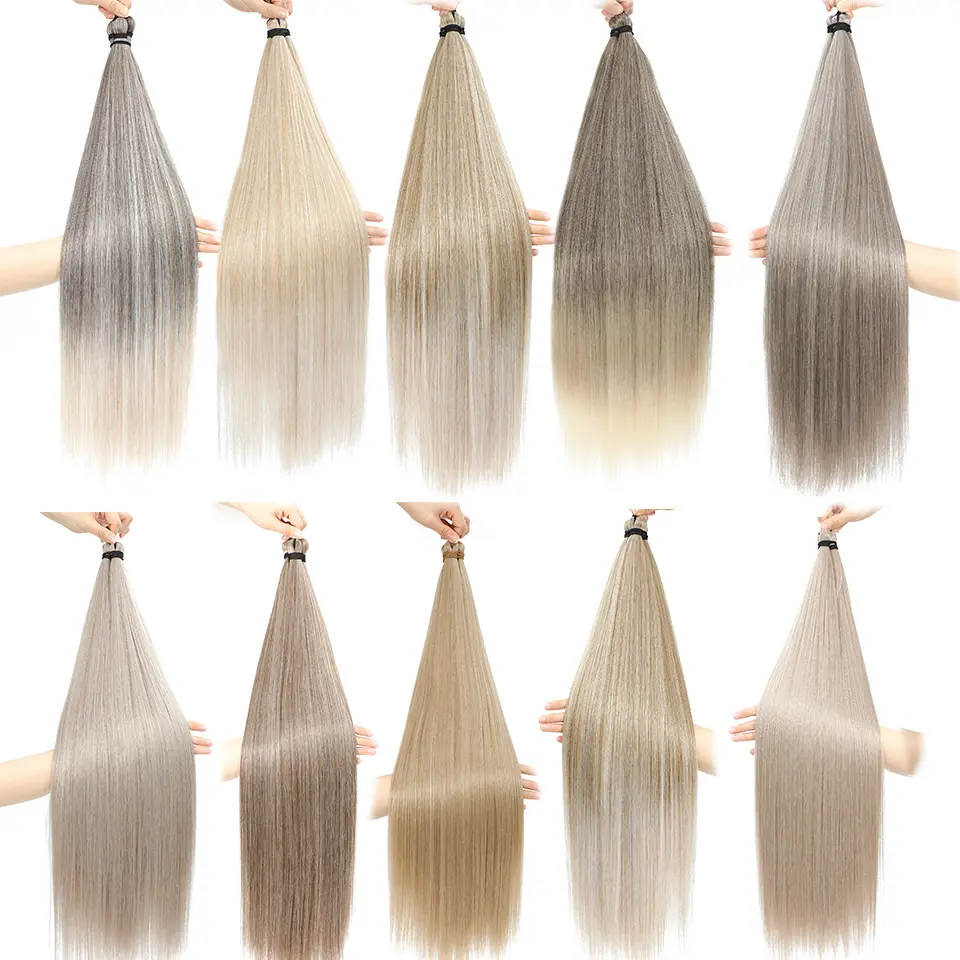 28Inches Braids Crochet 300grams 3Pcs Straight Braiding Hair Extension Synthetic Ombre Blond White 60# Brown 816# Hair For Women