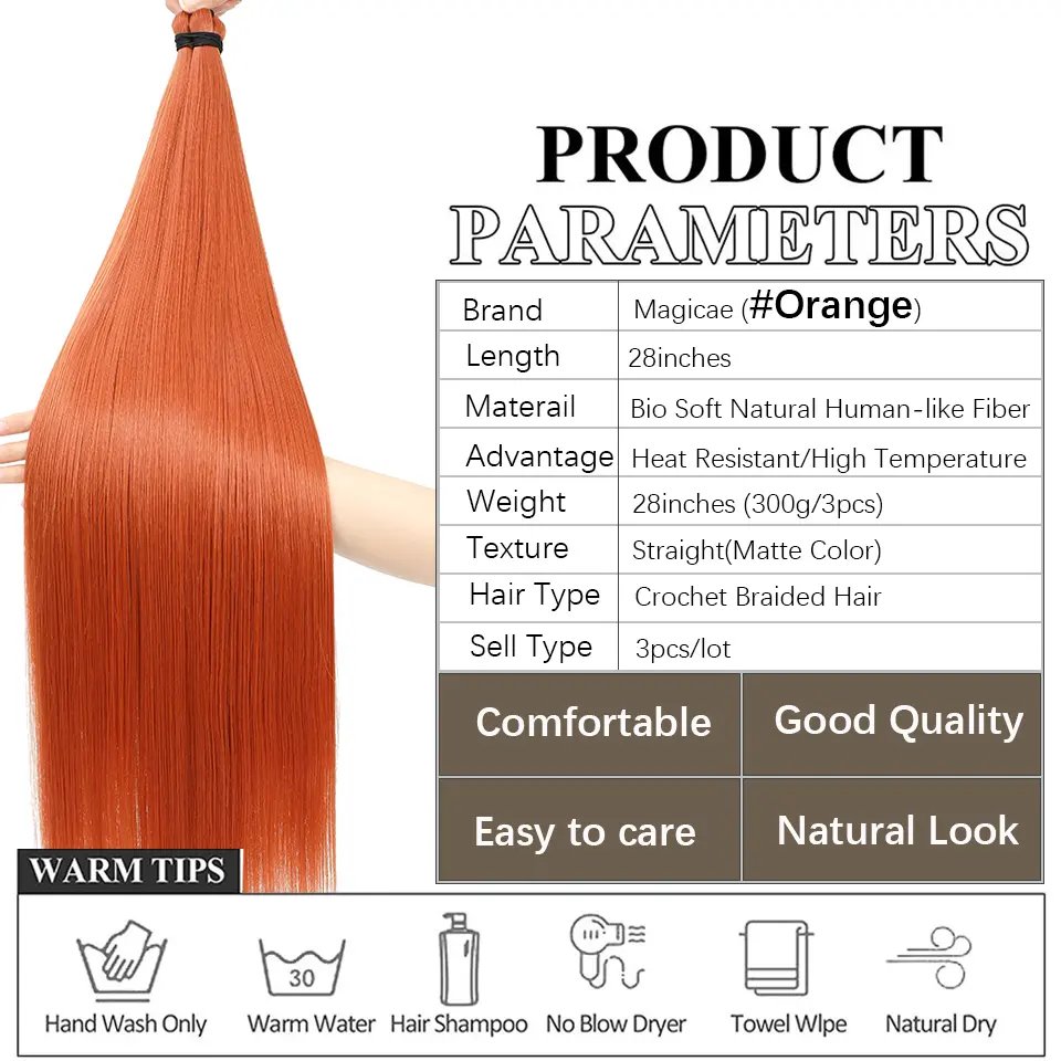 28Inches Braids Crochet 300grams 3Pcs Straight Braiding Hair Extension Synthetic Ombre Blond White 60# Brown 816# Hair For Women