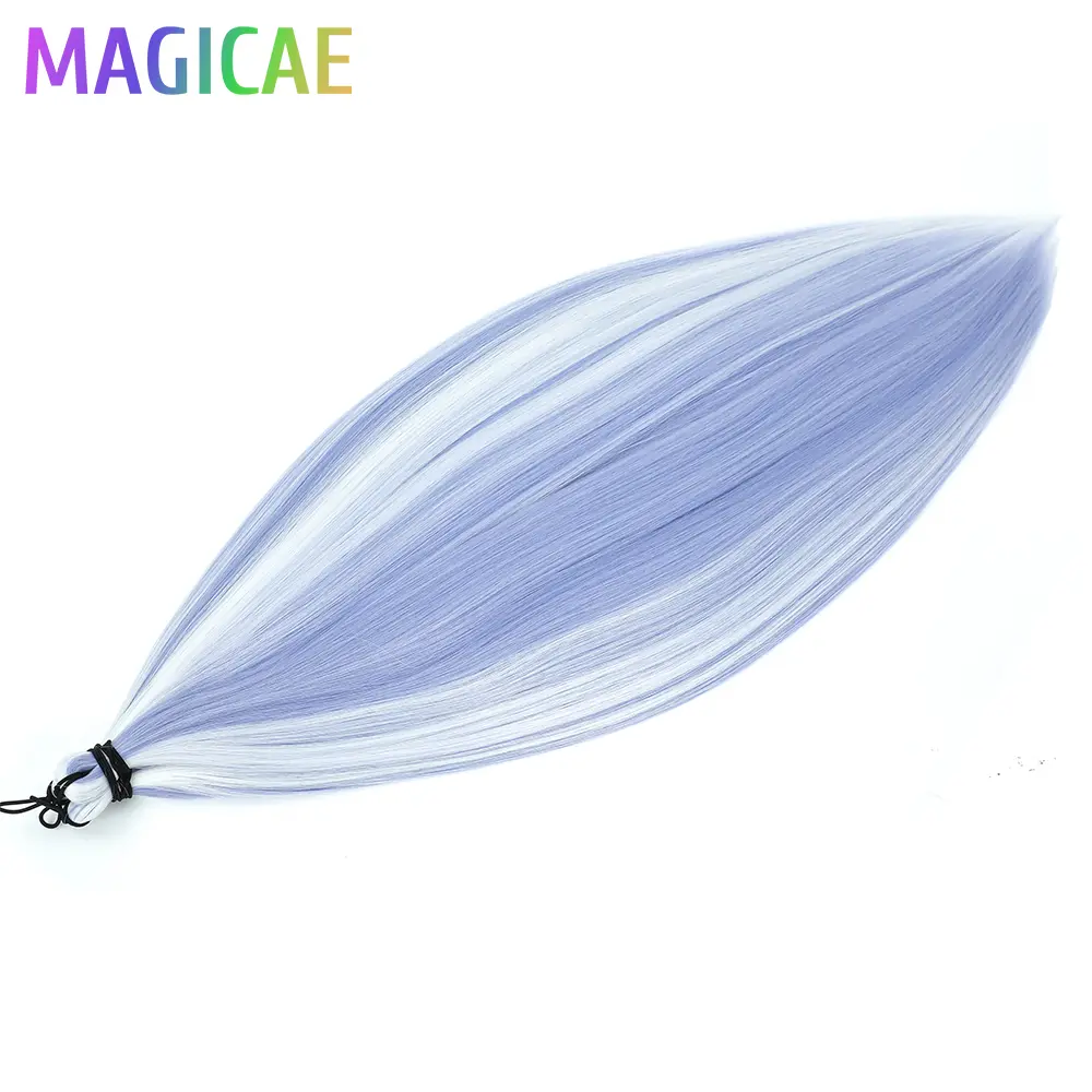 3Pcs 28Inches 300Grams Blond Ice Ombre Rainbow Twist Crochet Braids Hair Extension High Temperature Straight Bundles Synthetic