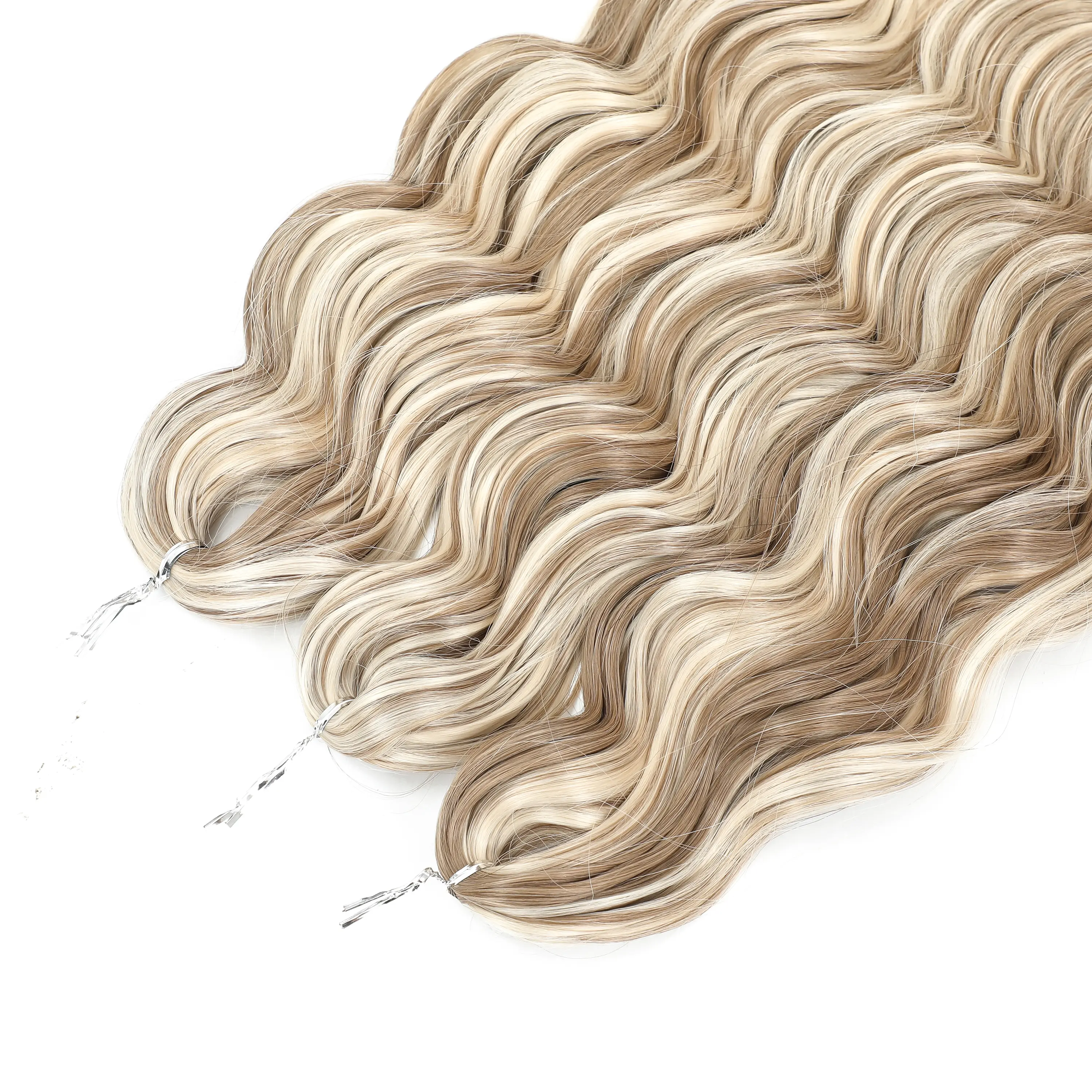 Anna 24Inches 3Pcs 300G Loose Deep Wave Ombre Rainbow Pink Crochet Braids Light Purple Brown F68/613 Synthetic Hair Extension
