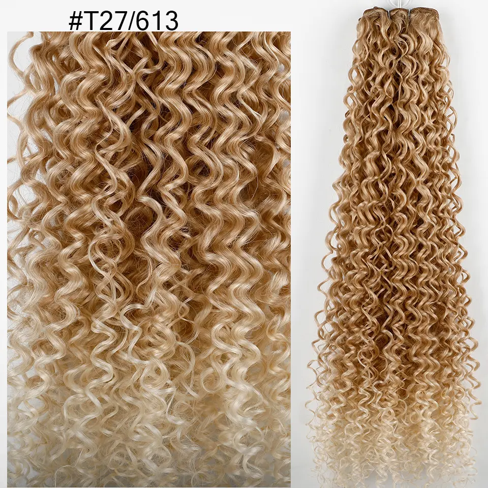 30Inches Water Curly Ombre Blond 27/613 Jerry Curly Synthetic Hair Extensions Heat Resistant Fiber Bio Human-Like Soft Natural