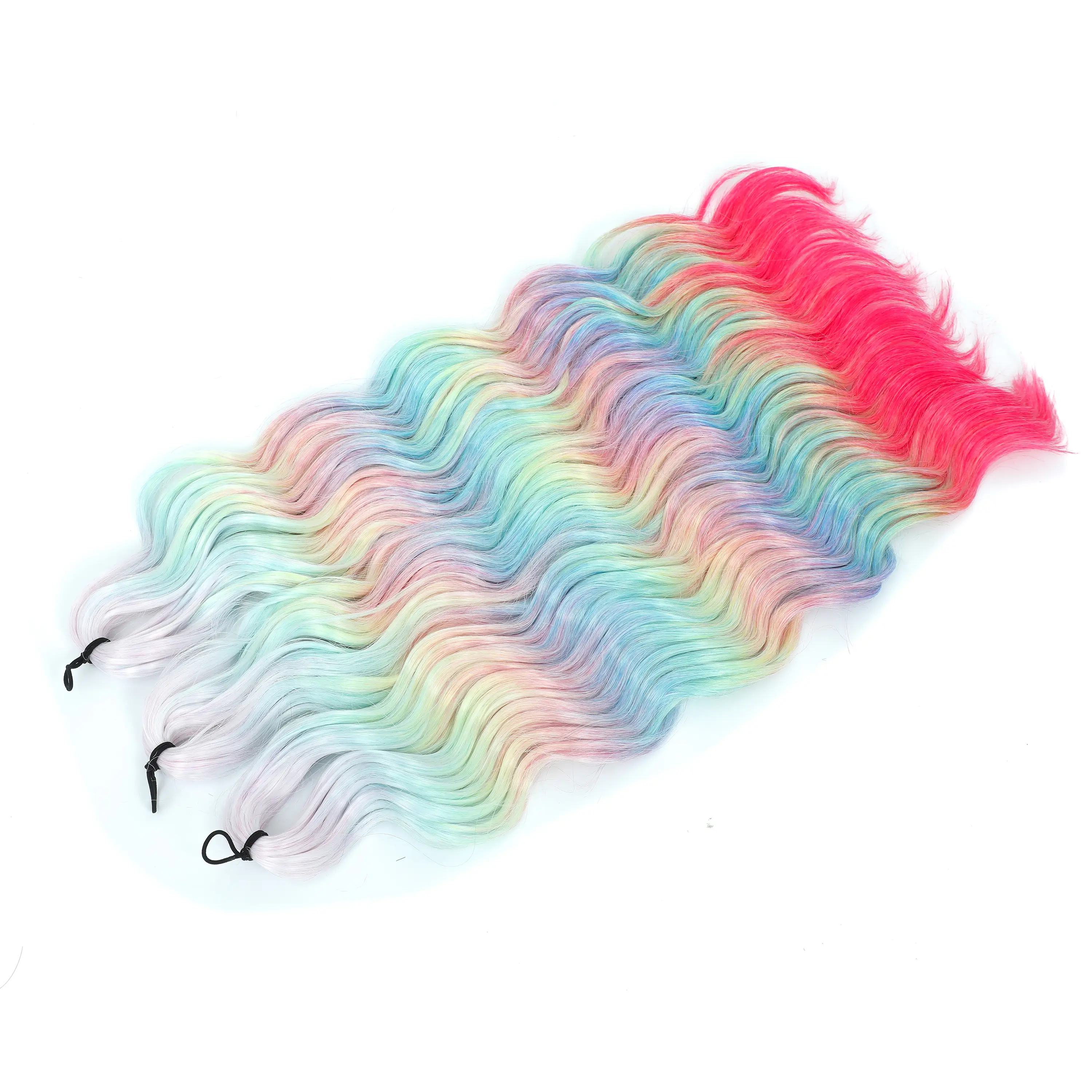 Anna 3Pcs 24Inches Body Water Wave Crochet Braids Pink Ombre Colored Rainbow Hair Extensions Gray White Braiding Hair Blond 613