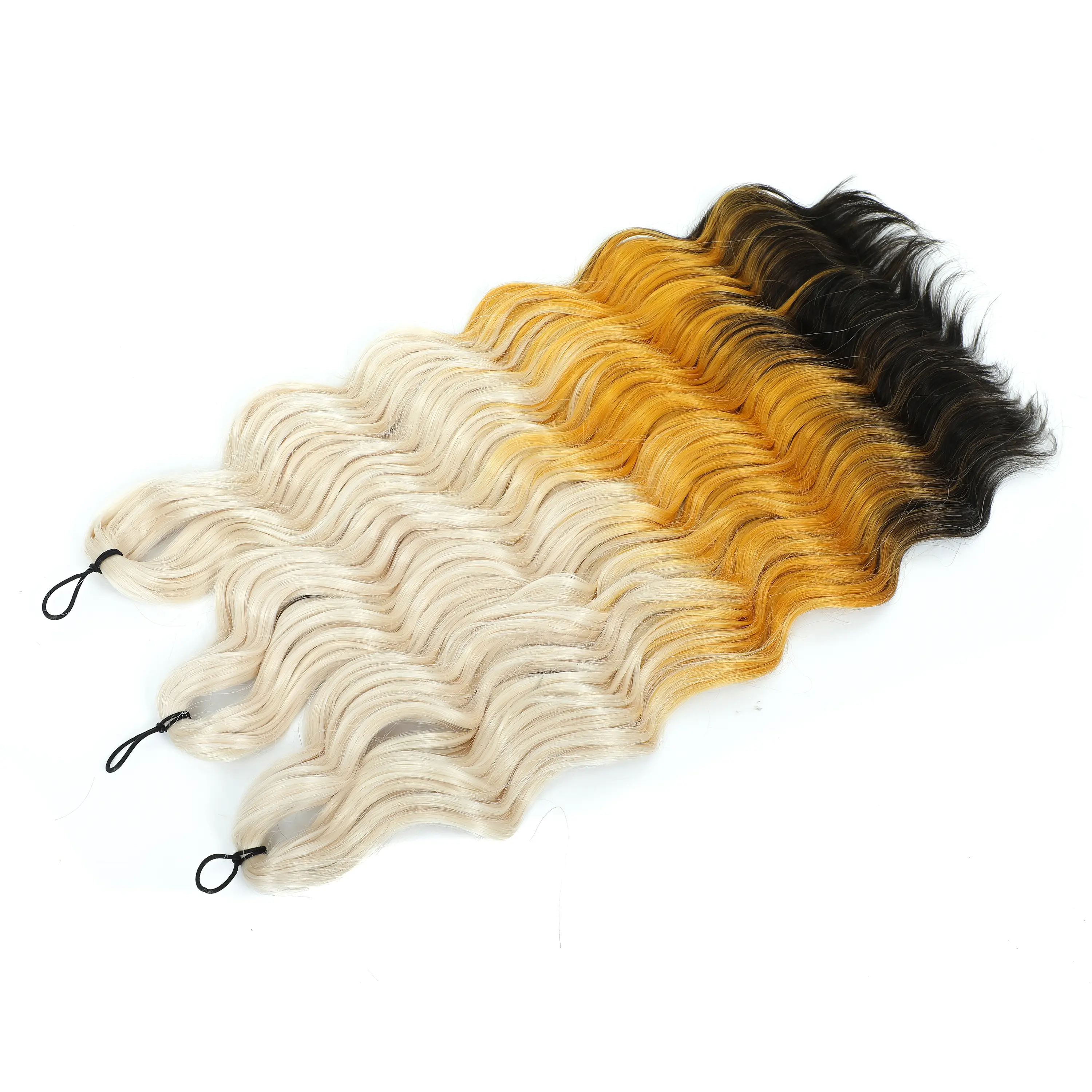 Anna 3Pcs 24Inches Body Water Wave Crochet Braids Pink Ombre Colored Rainbow Hair Extensions Gray White Braiding Hair Blond 613