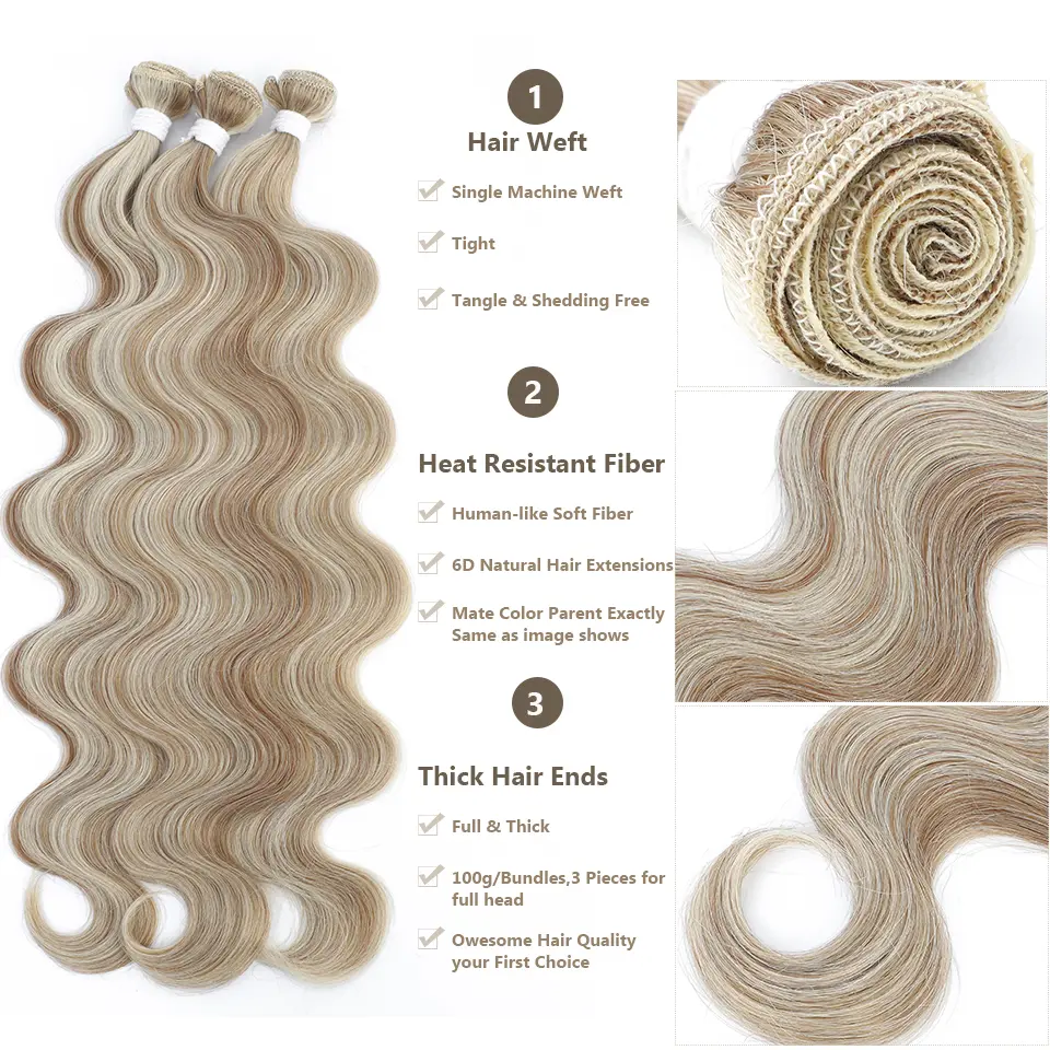 Magicae Ombre Blond 27/613 Body Wave Hair Bundles Soft Natural Bio Fiber Nature Wavy Hair Extensions Wholesale Price For Black