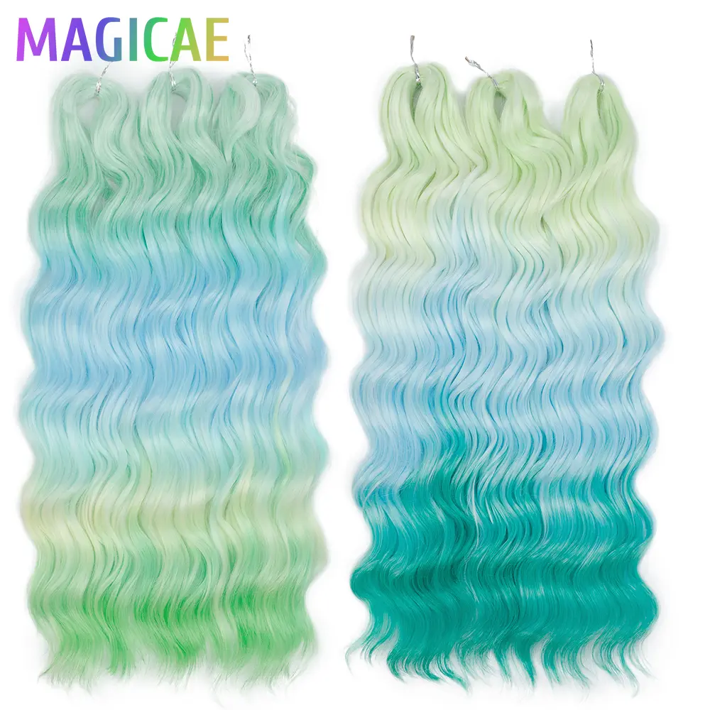 Anna 24Inch Rainbow Loose Deep Wave Crochet Braiding Ombre Sliver White Brown Synthetic Hair Extension Body Wavy Braids Hair