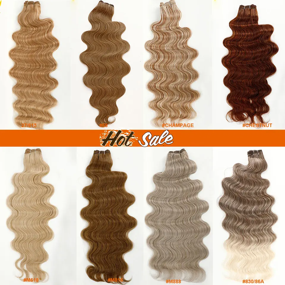 30Inches 200Grams Magicae Highlight Ombre Orange Brown Extensions Body Wave Hair Weave Bundles High Temperature Synthetic Hair