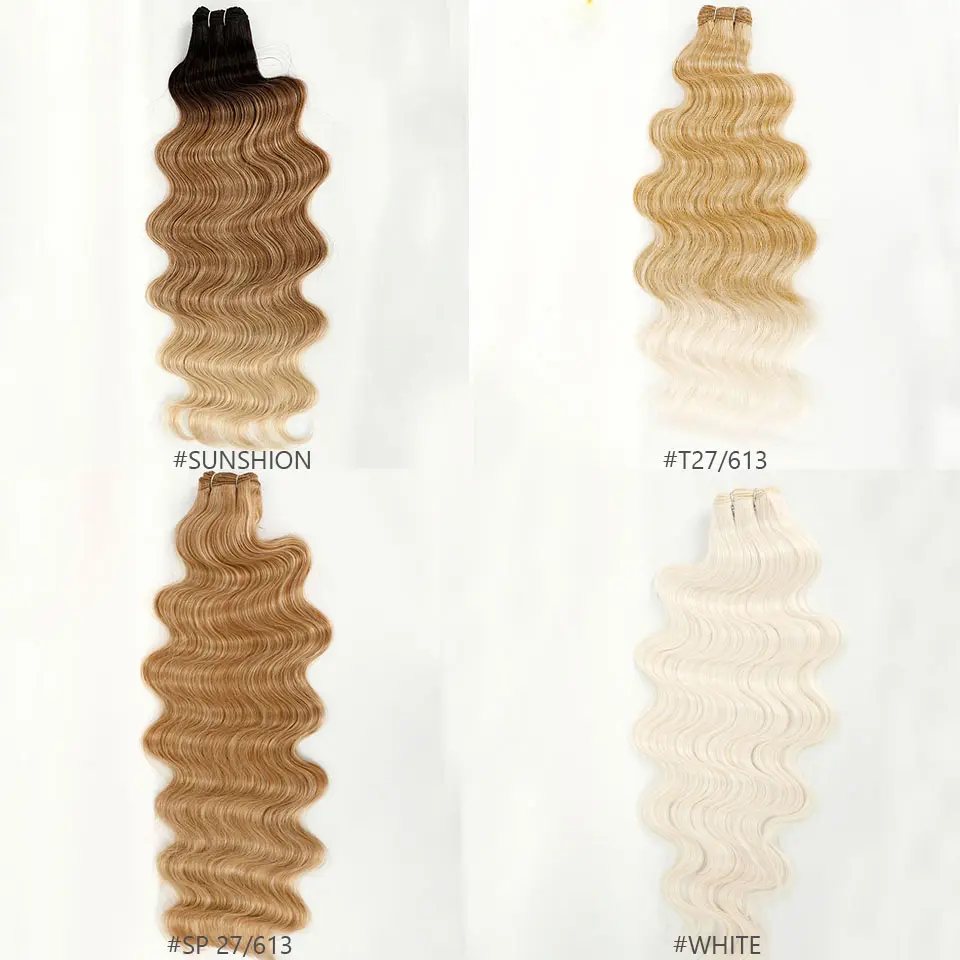 30Inches 200Grams Magicae Highlight Ombre Orange Brown Extensions Body Wave Hair Weave Bundles High Temperature Synthetic Hair