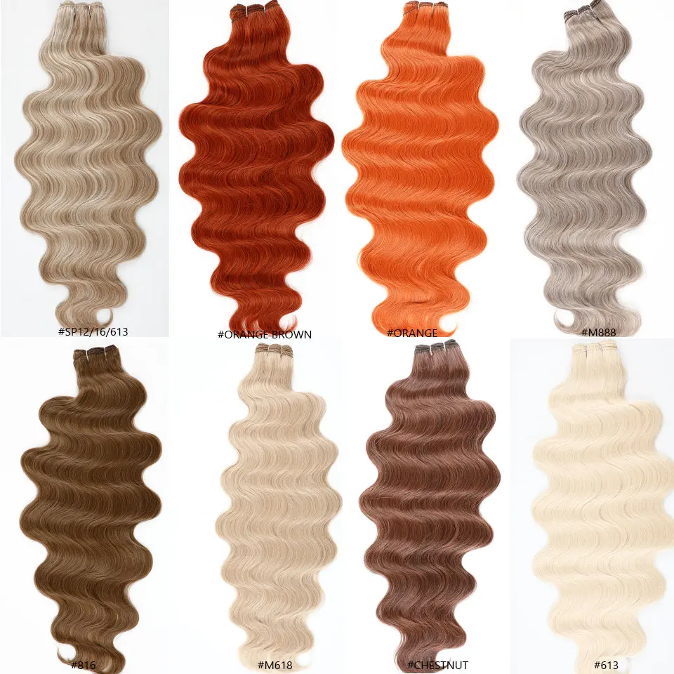 30Inches 200grams Blond 613 Bio Body Wave Hair Weave Bundles Ombre Sliver White60# Synthetic High Temperature Soft Natural Human