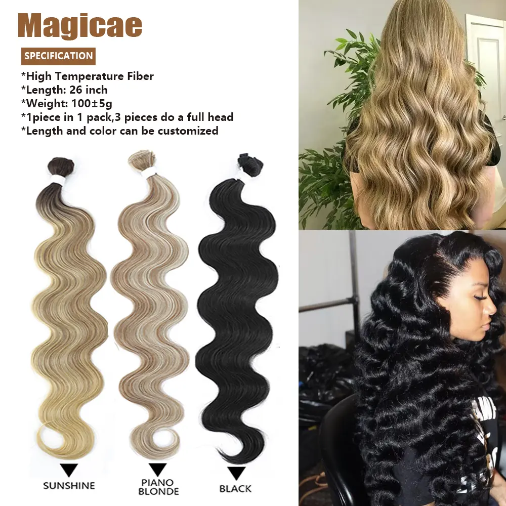 Magicae Blond 613 Body Wave Hair Bundles Natural Bio Fiber Ombre Blond Brown Hair Extensions Wholesale Price For Black Women