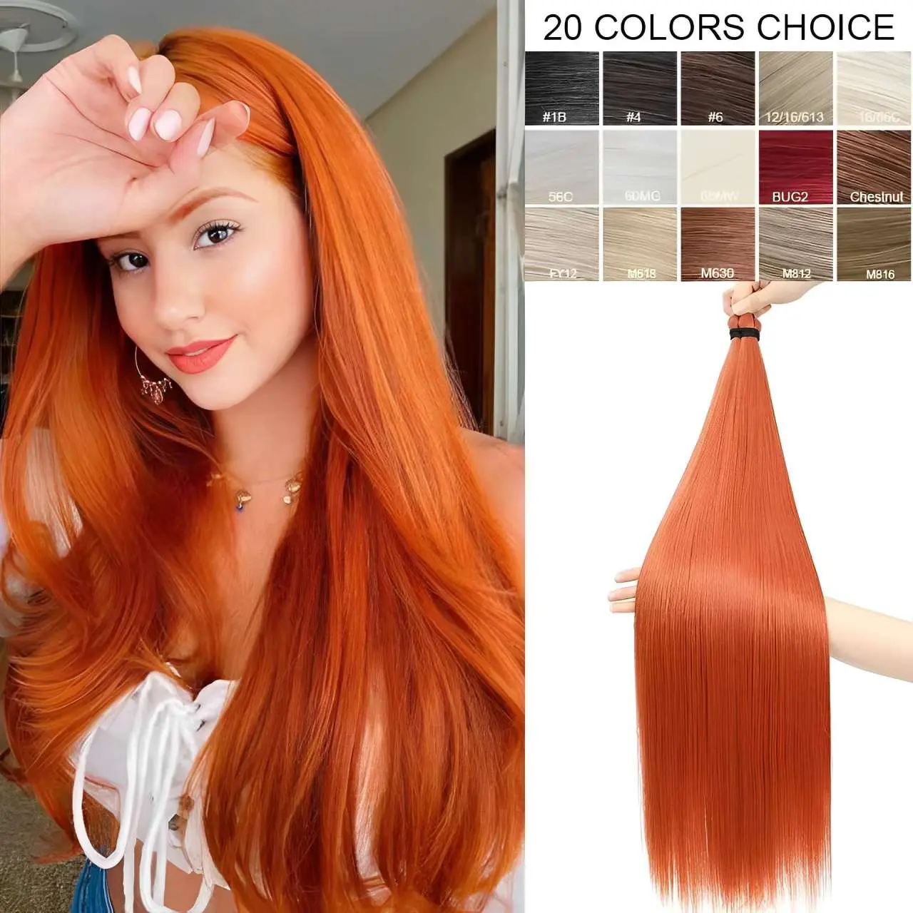 3Pcs 28Inches 300Grams Straight Blond Pink Ombre Rainbow Twist Crochet Braids Hair Extension High Temperature Synthetic Bundles