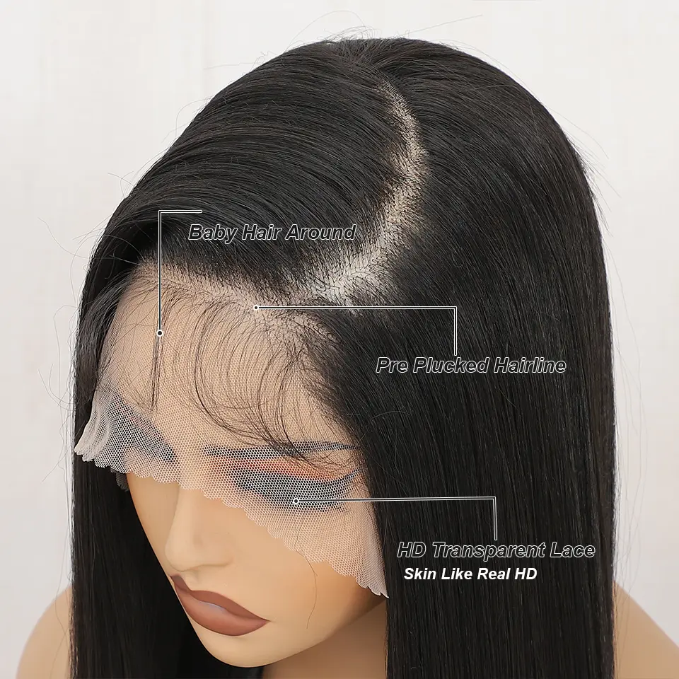30Inch 13X4 Lace Frontal Straight Wigs Ombre Piano Brown 340G High Temperature Synthetic Pre Plucked Transparent Lace Baby Hair