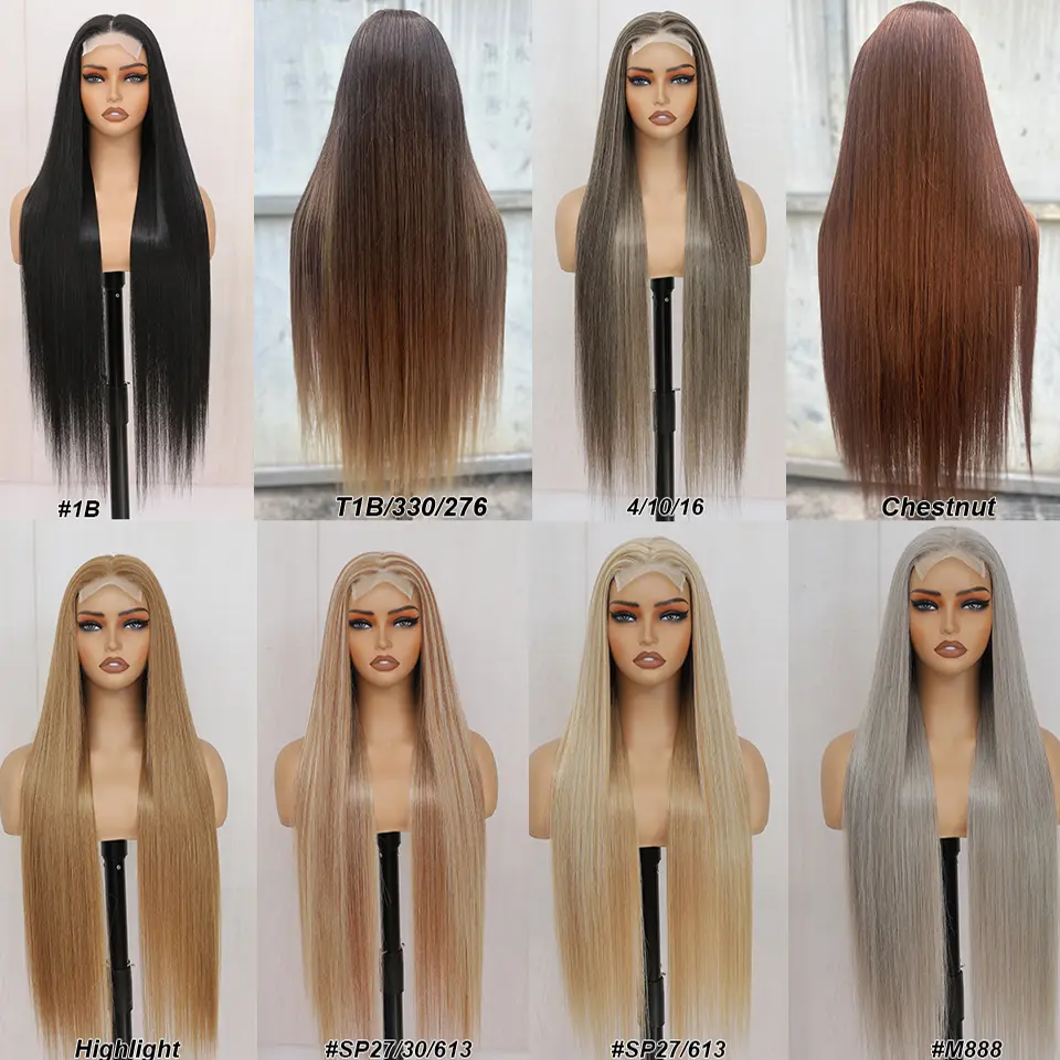 36 Inches 4X4 Lace Front Blond 27/613 Ombre Brown Synthetic Straight Lace Closure Red Highlight 4/10/16 HD Cosplay Lace Frontal