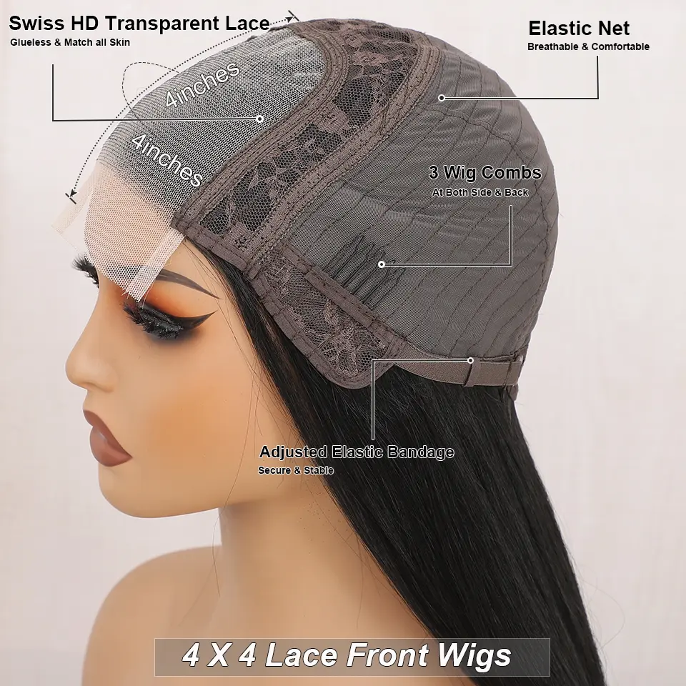 36 Inches 4X4 Lace Front Blond 27/613 Ombre Brown Synthetic Straight Lace Closure Red Highlight 4/10/16 HD Cosplay Lace Frontal
