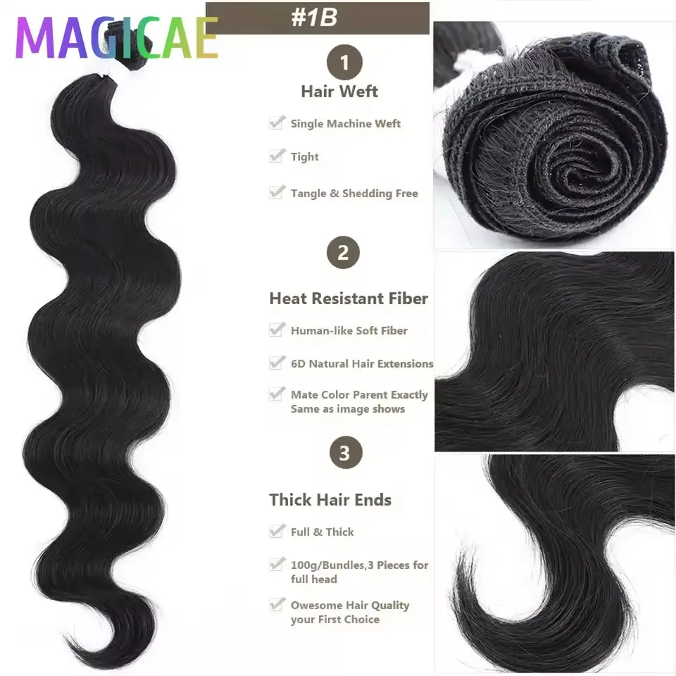 Magicae 26 InchES Body Wave Blond 613 White Synthetic Hair Bundles Piano Brown Weave High Temperature Hair Extensions