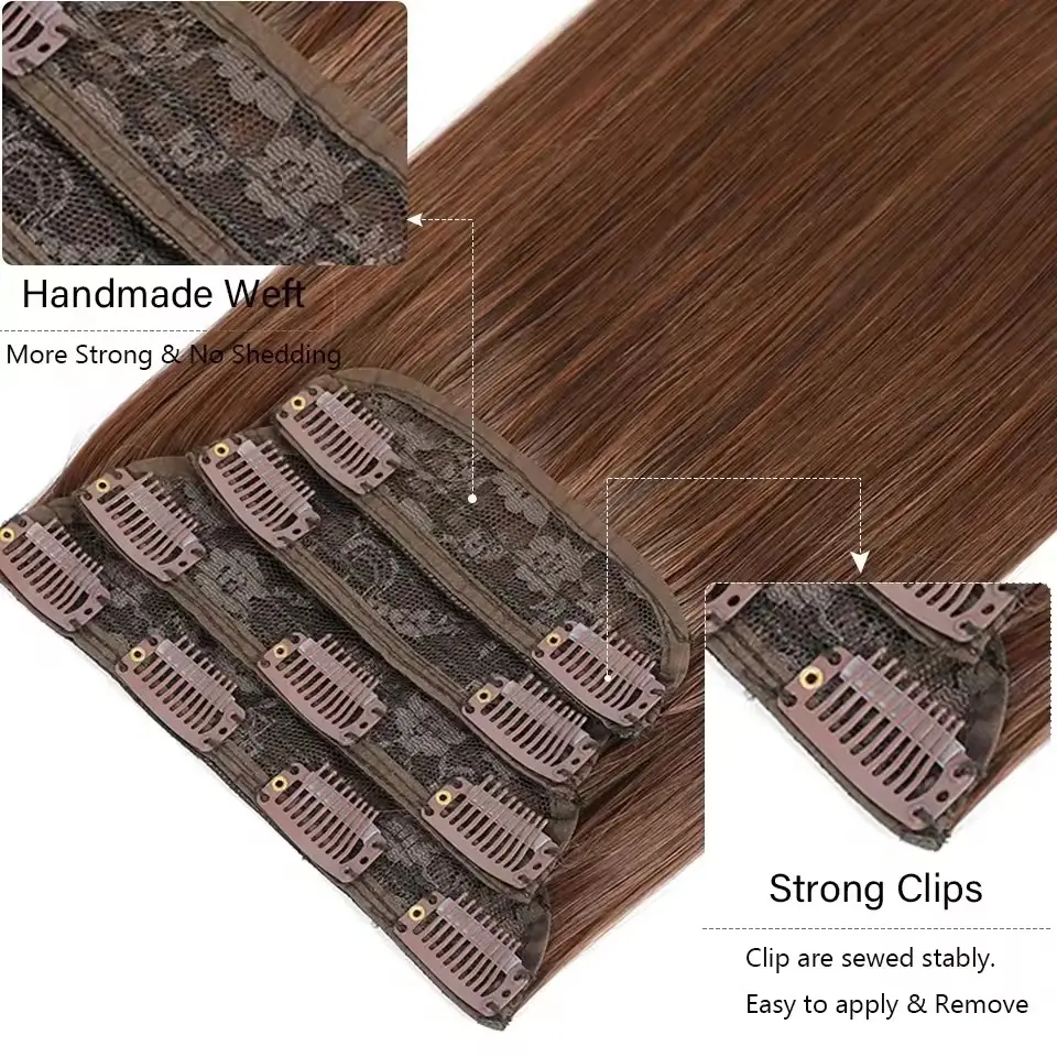 Magicae 24inch 200g Straight Clip in Hair Extensions Blond 27/613 Ombre Brown 4Pcs/pack Natural Bio Human-Like High Temperature