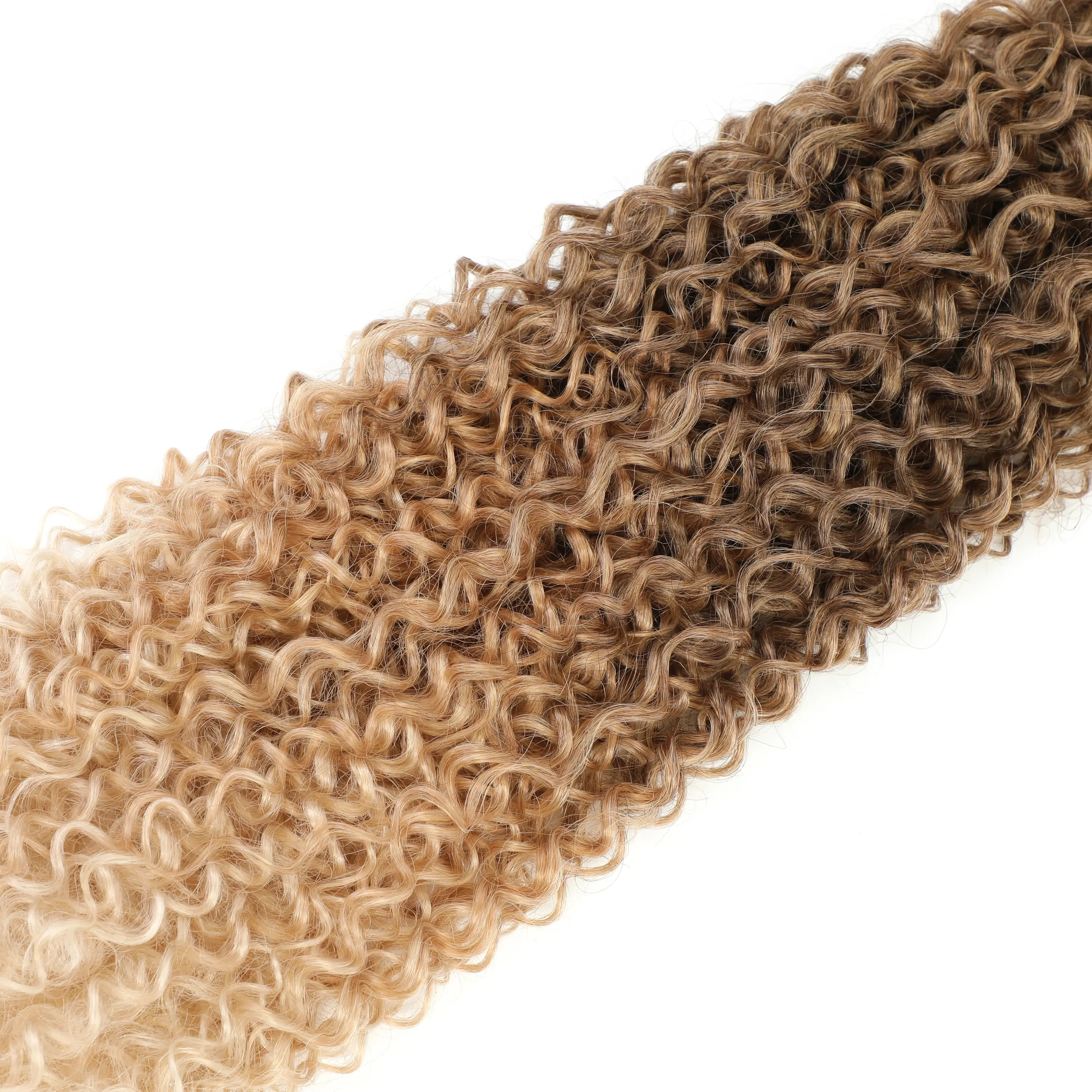30Inches Brown M4/33 Kinky Curly Synthetic Hair Extension Heat Resistant Fiber Bio Human-Like Soft Natural Curly Fake Hair Weave