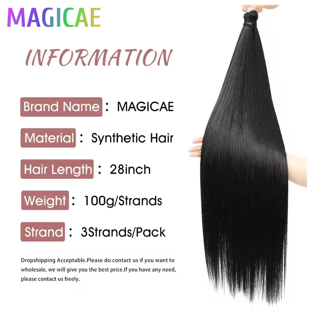 Magicae 300grams 3Pcs 28Inches Straight Crochet Braids Blond 27/613 Ombre Brown 6# Sliver 60# Gray High Synthetic Hair For Women