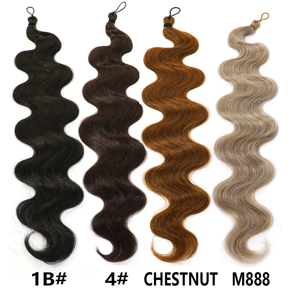 28Inches Body Wave Crochet Braids Hair Ombre White Blond 12/16/613 Synthetic Hair Bundles Wavy Braiding Natural Hair Extensions