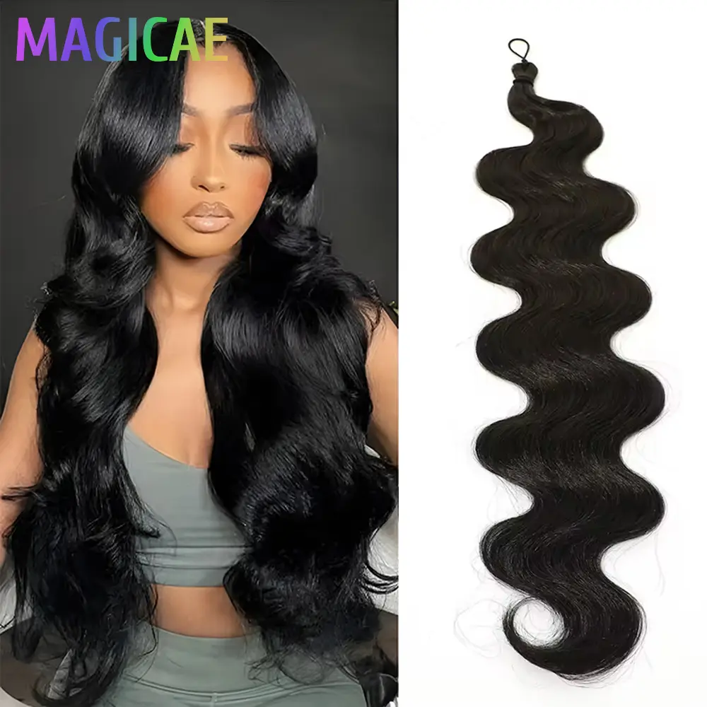 28Inches Body Wave Crochet Braids Hair Ombre White Blond 12/16/613 Synthetic Hair Bundles Wavy Braiding Natural Hair Extensions