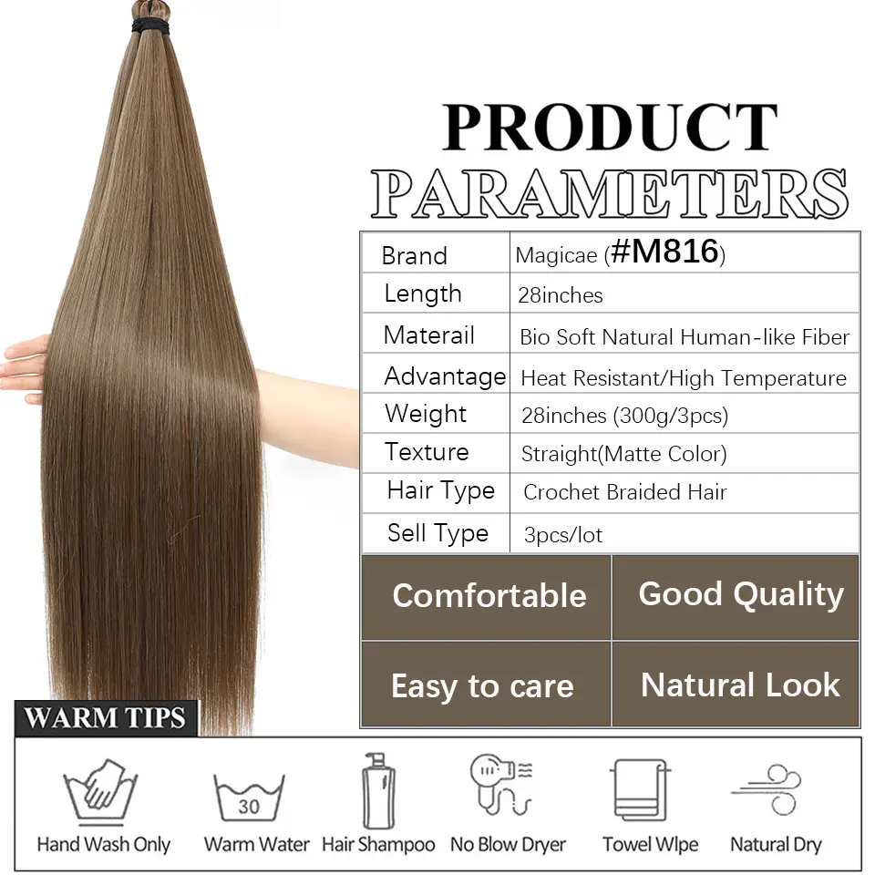 Ariel Straight Pony Tail Synthetic Hair 28 Inch Bundles Crochet Braids Hair Ombre Brown Crochet Hair Extensions For Women