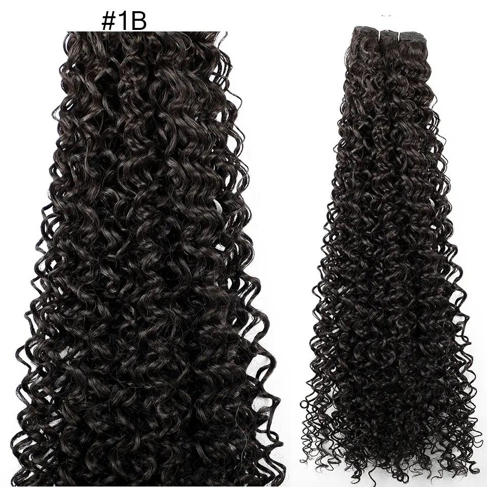 30inches Black Jerry Curly Synthetic Hair Extensions Heat Resistant Fiber Human-Like Soft Kinky Curly Fake Hair Weave Bundles