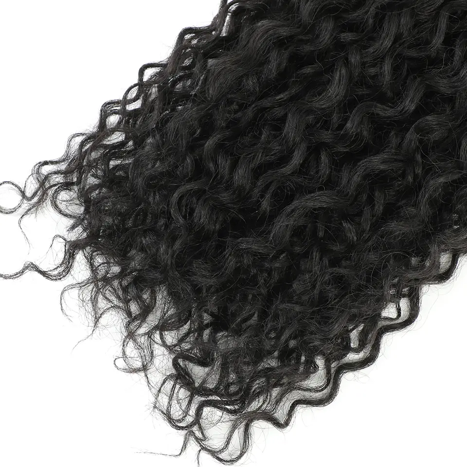 30inches Black Jerry Curly Synthetic Hair Extensions Heat Resistant Fiber Human-Like Soft Kinky Curly Fake Hair Weave Bundles