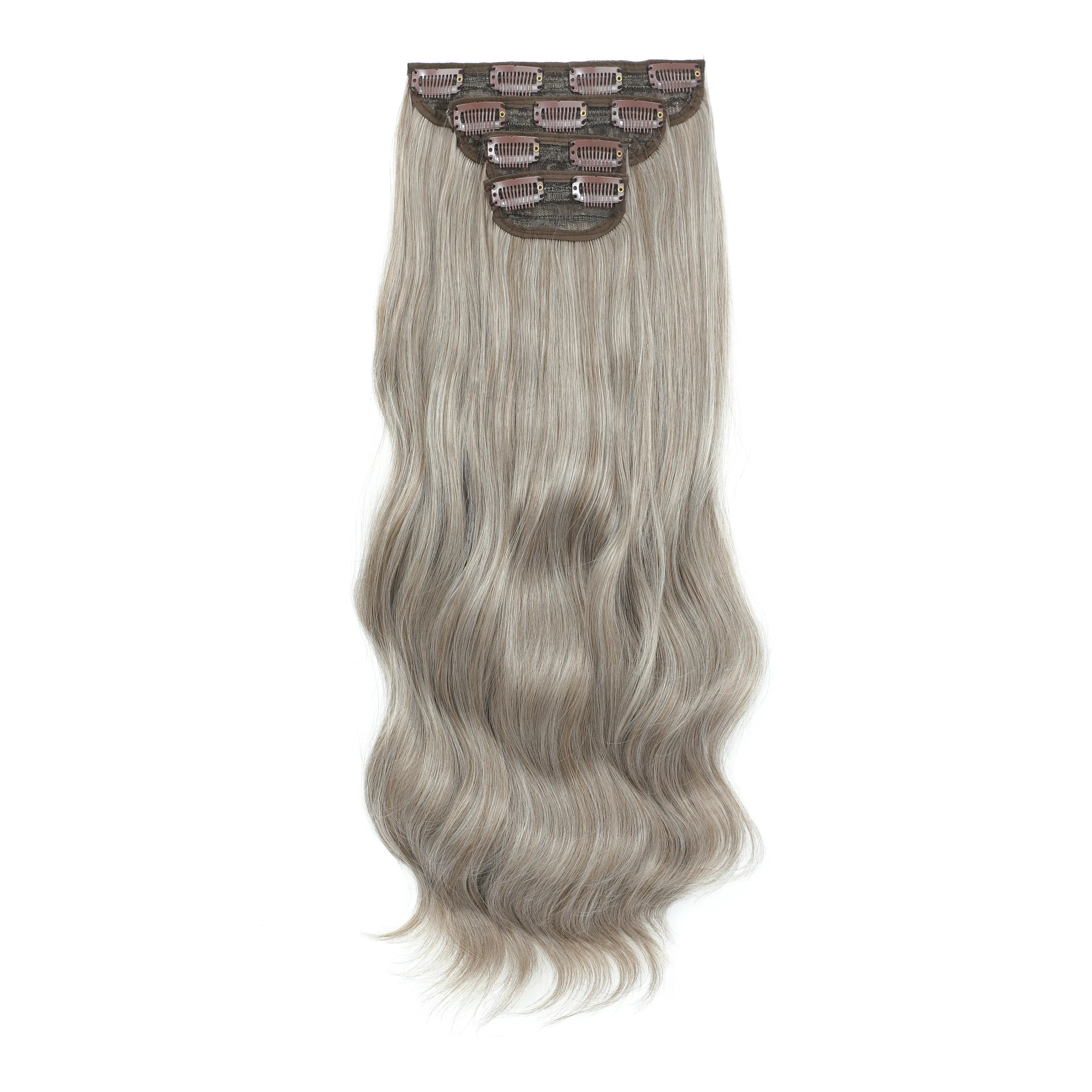 24Inch 61cm Clip IN Body Wave Synthetic Wavy Ombre Blond 27/613 White Clip In Hair Extensions 4Pcs/lot 220g Heat Resistant Fiber