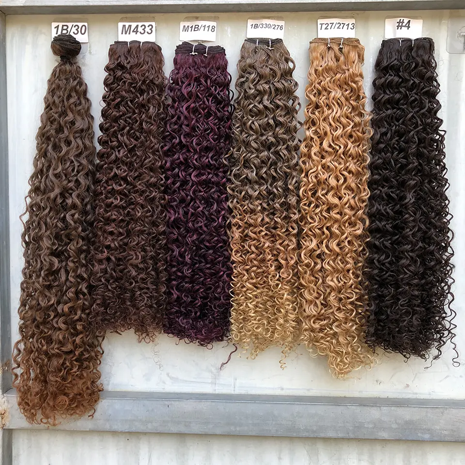 30Inches Ombre Blond 27/613 Kinky Curly Synthetic Hair Extensions Heat Resistant Fiber Bio Human-Like Soft Natural Curly Fake