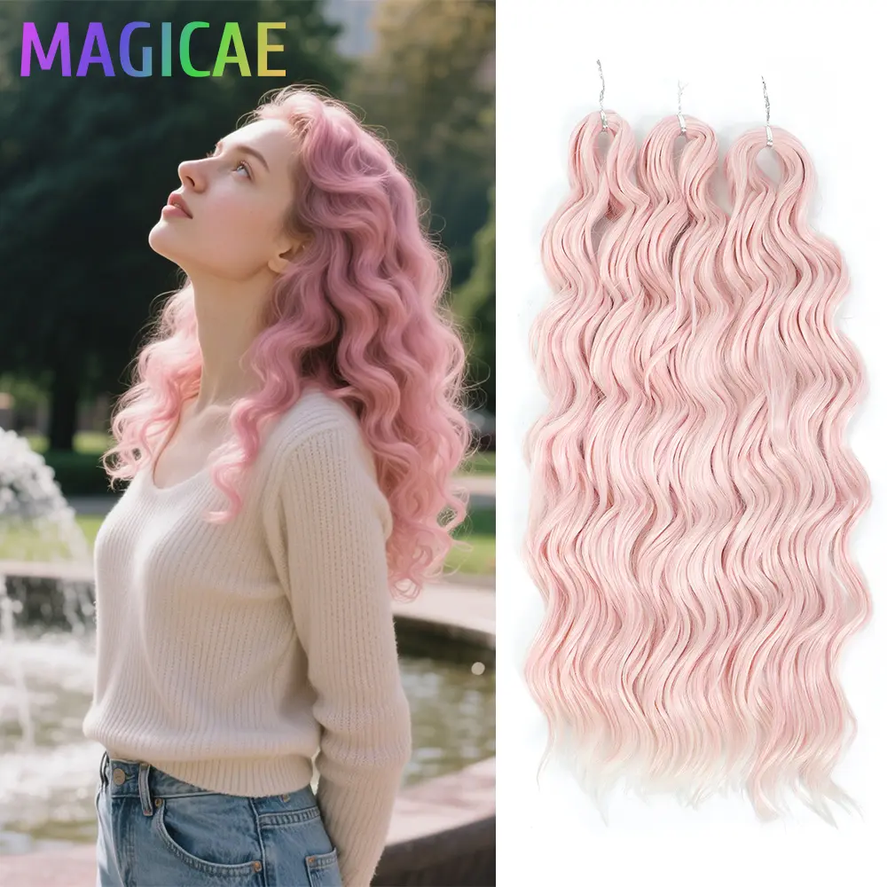 Anna 3Pcs 24Inches 300grams Braids Crochet Ombre Rainbow Loose Deep Wave Braiding Sliver White High Temperature Synthetic Hair