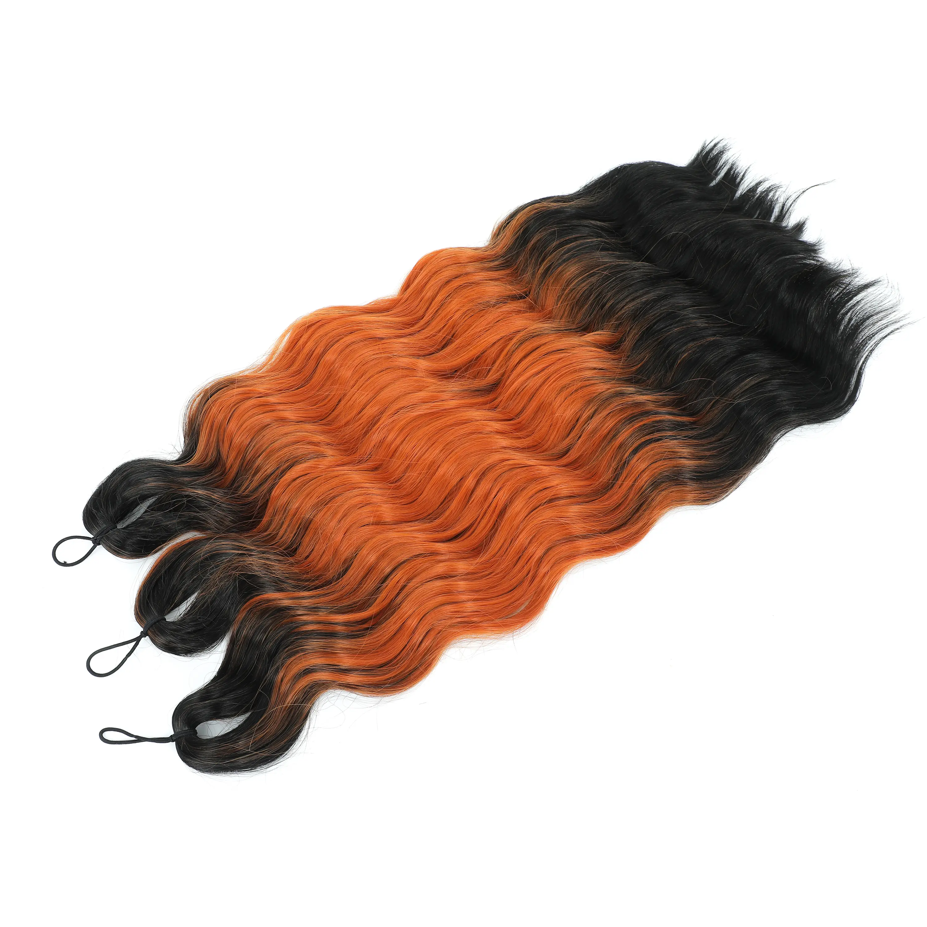 Anna 3Pcs 24Inches 300grams Ombre Rainbow Pink Loose Deep Wave Crochet Braiding Crochet Water Sliver Synthetic Hair Extension