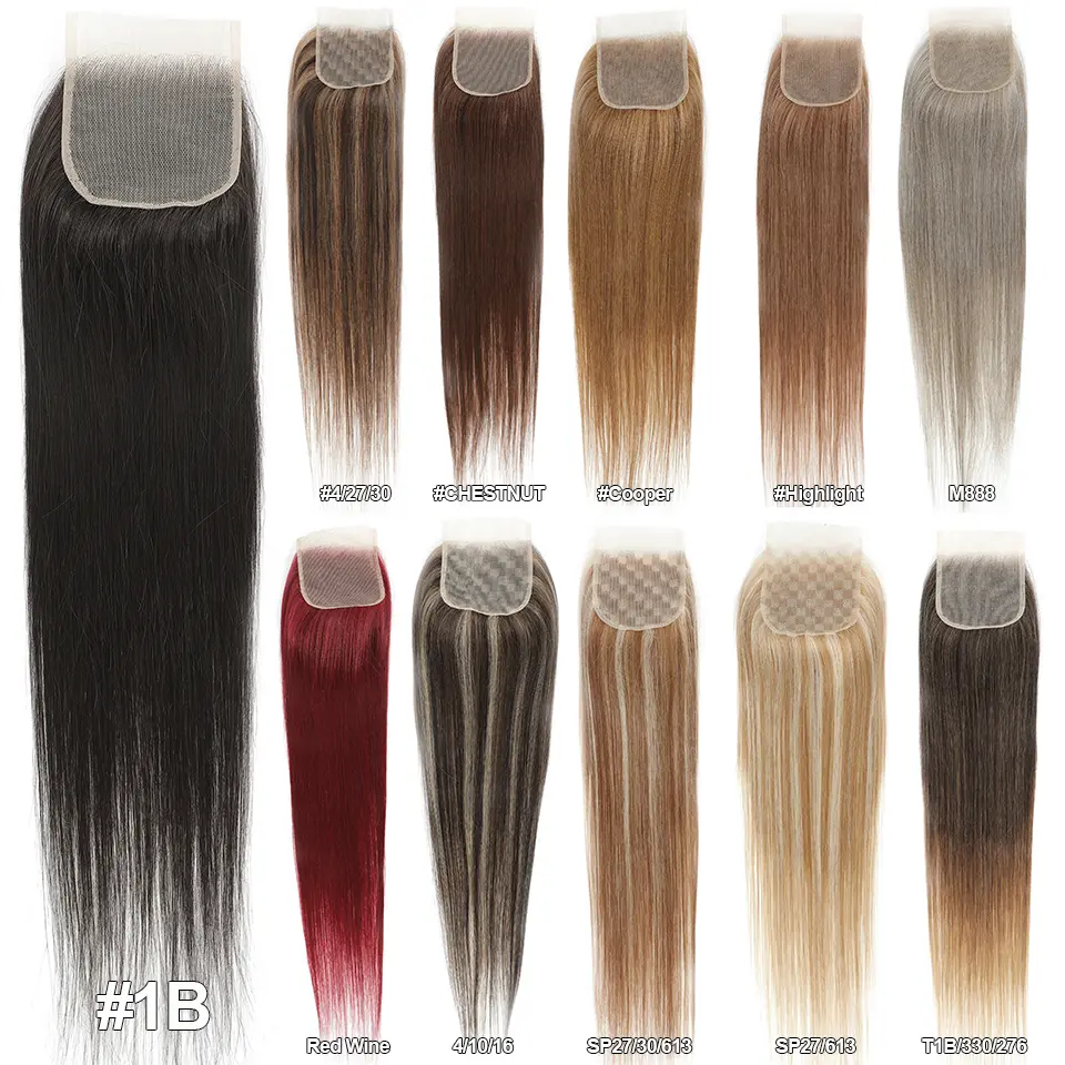 Magicae 4X4 Lace Closure Straight 22Inches Blond 27/613 Highlight Synthetic Heat Resistant Pre-Plucked Transparent Lace Hair