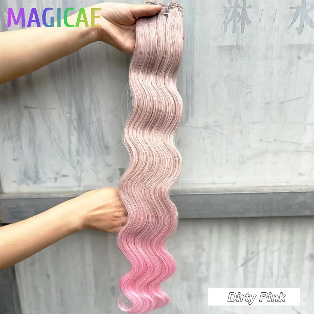 30 Inches 200 grams Ombre Blond 27/613 Body Wave Sliver White  Hair Bundles Synthetic High Temperature Brown Orange Human-Like
