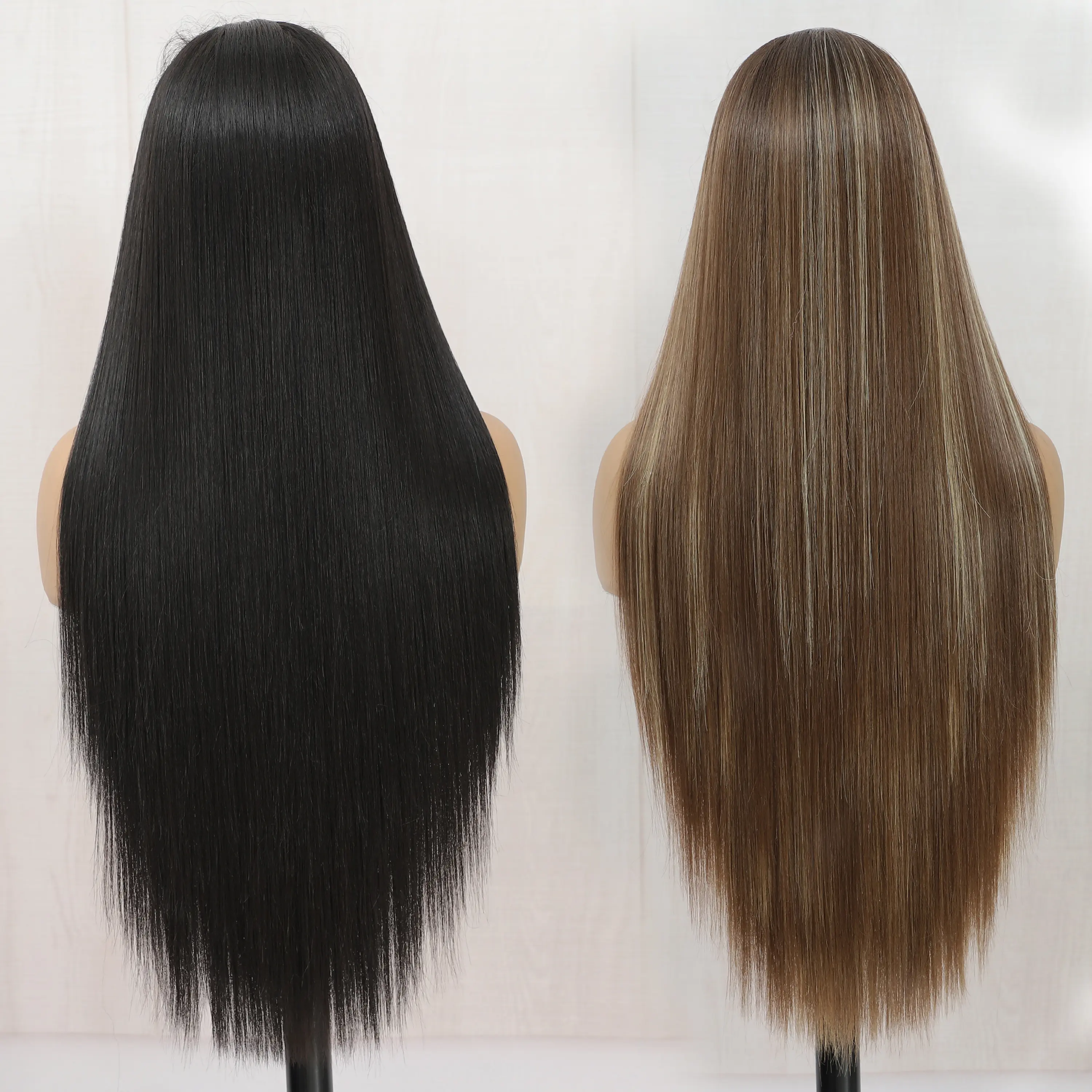 Magicae 30Inches 13x4 Lace Frontal Hair Wigs Straight 340 Grams Ombre Piano Brown Synthetic Wig Heat-resistant Fiber Colored