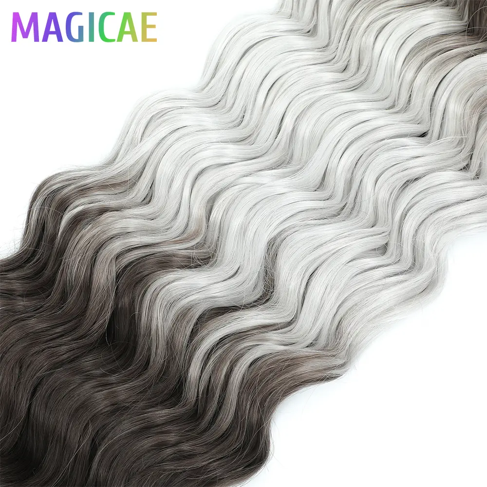 Anna 3Pcs 24Inches 300grams Rainbow Loose Deep Wave Crochet Braiding Ombre Pink Gray White Blond Synthetic Braid Hair Extensions