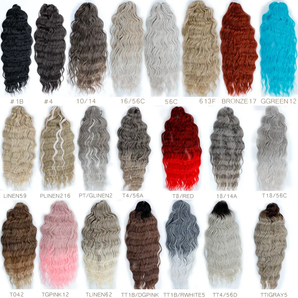 Anna 3Pcs 24Inches 300grams Rainbow Loose Deep Wave Crochet Braiding Ombre Pink Gray White Blond Synthetic Braid Hair Extensions