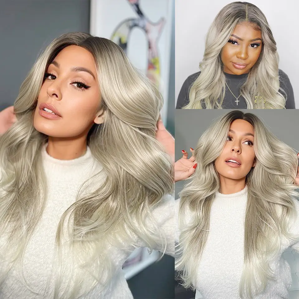 30Inches Sunshion Bio Human-Like Body Wave Ombre Blond 27/613 Hair Weave Bundles 200g Synthetic Heat Resistant Fiber Extensions