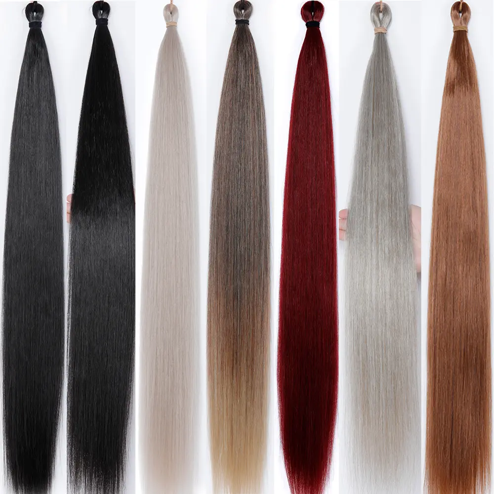 Magicae Braiding 28inches Hair 72cm Heat Resistant Ash Blonde Ombre Brown Sliver White 60# Cold Fusion Micro Crochet Hair Weave