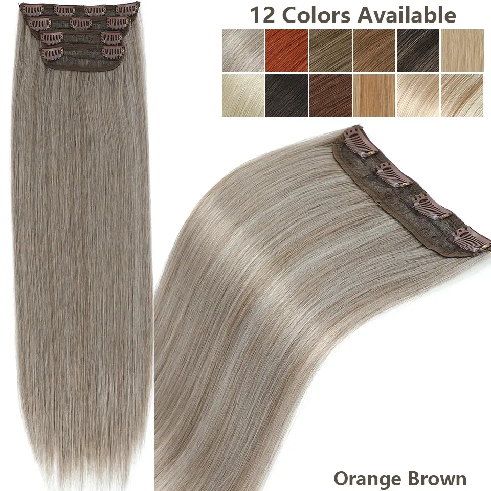 24 inch 200grams Highlight 27/30/613 Clip In Straight Hair Extensions 4Pcs/pack Heat Resistant Soft Natural Colored Hairpieces
